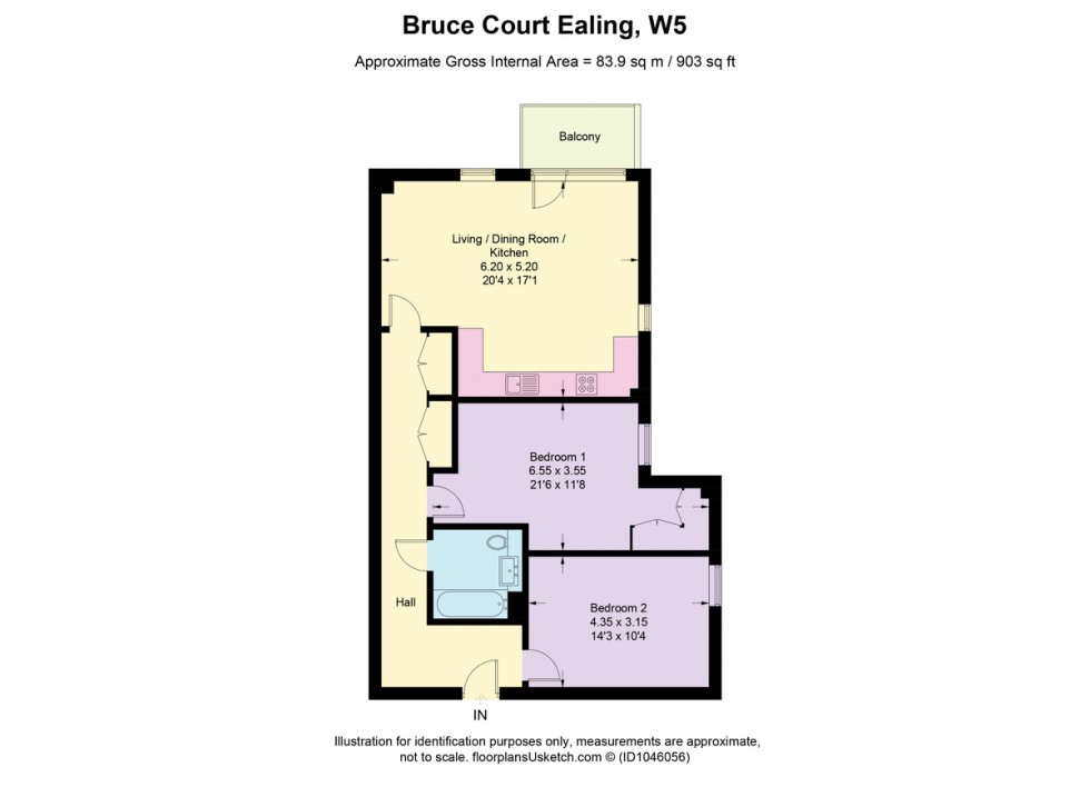 Floorplan for Bruce Court Ealing W5